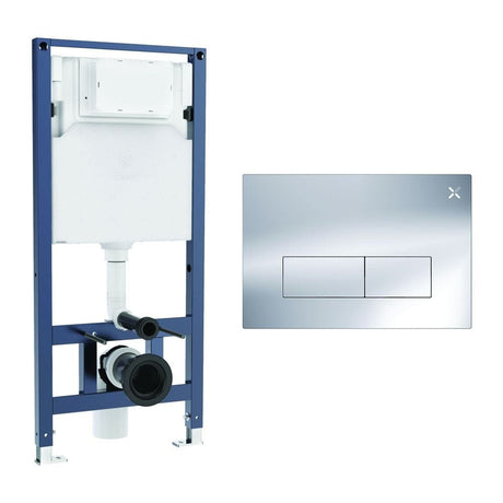 Crosswater Wall Hung WC Frame MPRO Steel Plate in Chrome Crosswater 1.12m Dual Flush WC Support Frame Set with Flush Plate