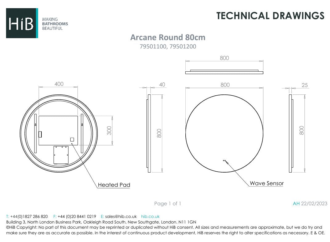 hib. Illuminated Mirror hib. Arcane Round LED Illuminated Mirror
