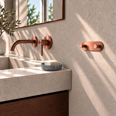 Smedbo Robe Hook Brushed Copper Smedbo Dot Self-Adhesive Double Robe Hook