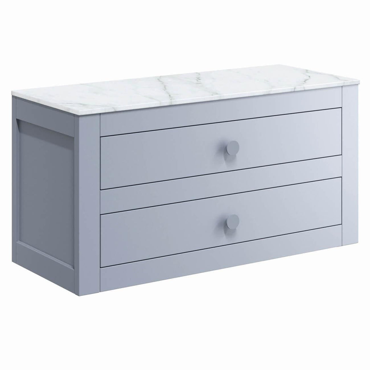Crosswater Wall Mounted Vanity Unit Storm Grey / 910 x 460mm Crosswater Canvass Vanity Unit with White Carrara Marble Effect Worktop