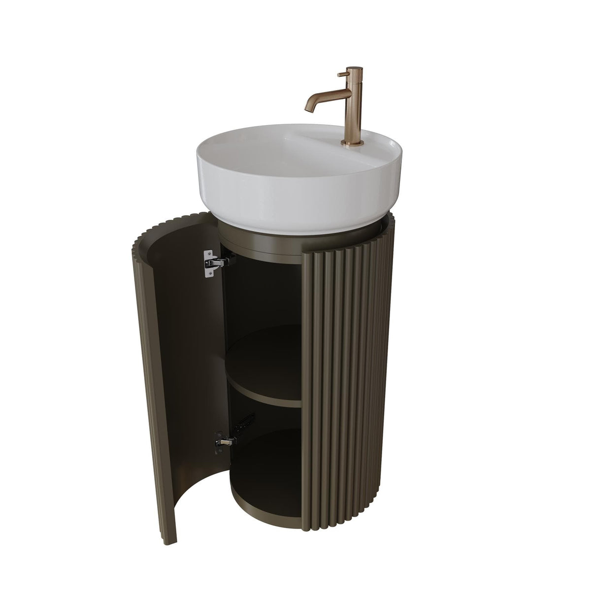 Saneux Oxford 400mm Floor Standing Round Fluted Vanity Unit with Basin