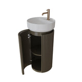 Saneux Oxford 400mm Floor Standing Round Fluted Vanity Unit with Basin