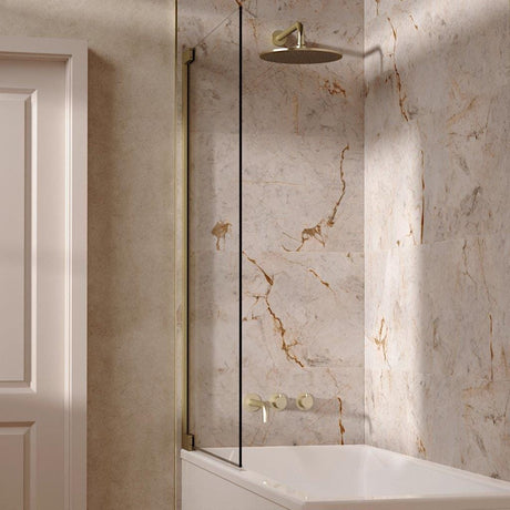UK Bathroom Store Concealed Shower Set Brushed Brass / Wall Arm / 300mm Crosswater Module Shower Set 3 with Fixed Overhead Shower and Bath Spout
