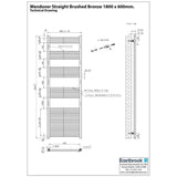 Eastbrook Ladder Rail Eastbrook Wendover Straight Heated Towel Rail in Brushed Gunmetal