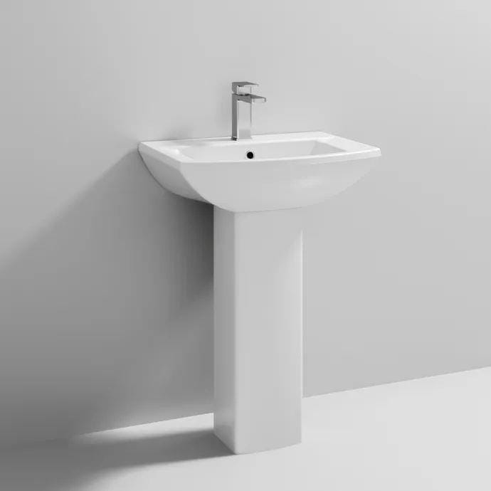 Aquarius Bathrooms Pedestal Basin Aquarius Paragon 600mm 1 Tap Hole Basin with Full Pedestal