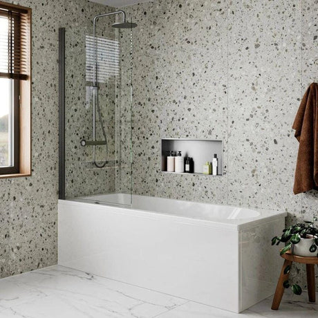 Crosswater Bath Screen Slate Crosswater Clear 6 Hinged Bath Screen