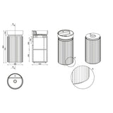 Saneux Oxford 400mm Floor Standing Round Fluted Vanity Unit with Basin