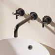 Crosswater Wall Mounted Basin Tap Matt Black Crosswater MPRO Crosshead 3 Hole Wall Mounted Basin Mixer Tap