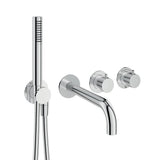 UK Bathroom Store Concealed Shower Set Chrome Crosswater Module Shower Set 10 with Pencil Handset and Bath Spout