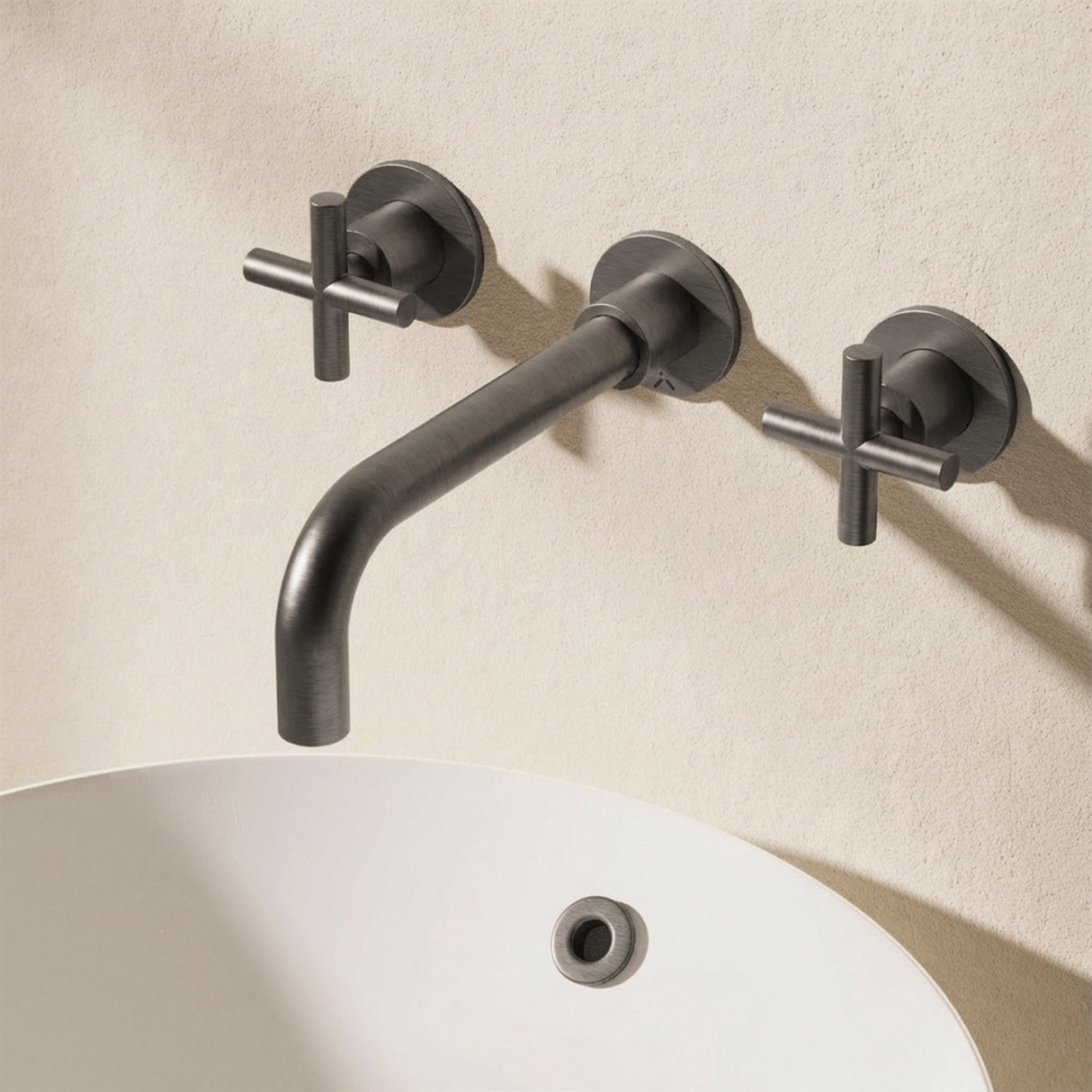 Crosswater Wall Mounted Basin Tap Slate Crosswater MPRO Crosshead 3 Hole Wall Mounted Basin Mixer Tap