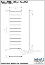Eastbrook Ladder Rail Eastbrook Tuscan Round Heated Towel Rail in Chrome