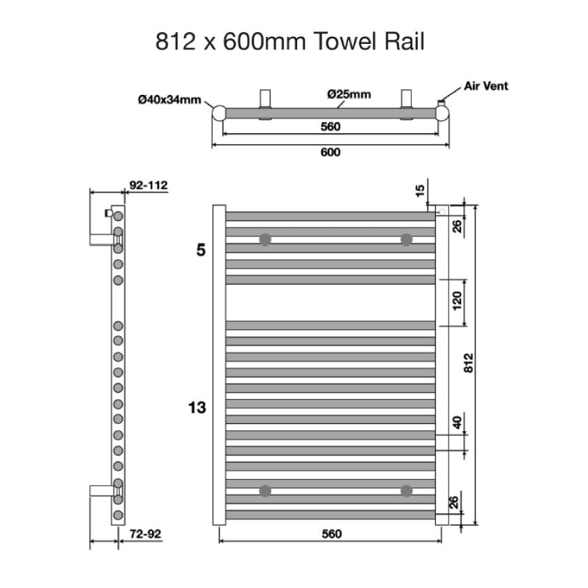 Tissino Ladder Rails Tissino Hugo2 Designer Towel Radiator in Chrome
