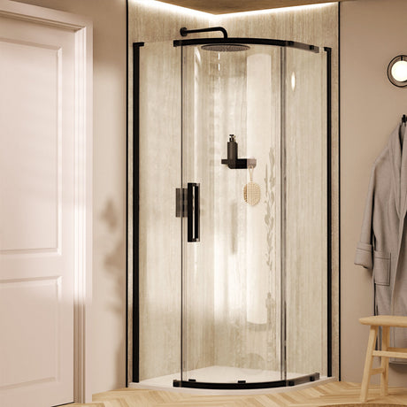 Crosswater Quadrant Shower Enclosure 900 x 900 / Matt Black Crosswater Asura 8mm Quadrant Sliding Shower Door