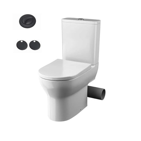 Tissino Close Coupled Toilet Right Hand / Matt Black Tissino Nerola Rimless Closed Coupled Toilet - Right or Left Soil Exit - with Soft Close Wrapover Seat