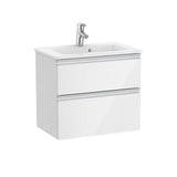 Roca Wall Mounted Vanity Unit Gloss White Roca The Gap Compact Wall Mounted 600mm Two Drawer Vanity Unit with Basin