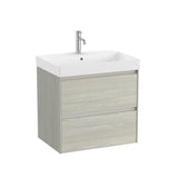 Roca Wall Mounted Vanity Unit White Oak Roca Ona 650mm Wall Mounted Two Drawer Vanity Unit with Basin