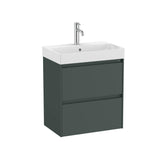Roca Wall Mounted Vanity Unit Matt Green Roca Ona 550mm Compact Wall Mounted Two Drawer Vanity Unit with Basin