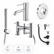 Aquarius Bathrooms Bath Shower Mixer Chrome Aquarius RF-Series Complete Bath and Basin Brassware Pack with Basin Tap, Bath and Shower Mixer and Wastes