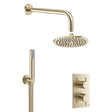 Crosswater Concealed Shower Set Brushed Brass / 300mm Shower Head Crosswater MPRO 2 Outlet 2 Handle Thermostatic Shower Valve with Kit
