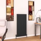 Eastbrook Panel Radiator 1200 x 565 / Electric Only Eastbrook Charlton Vertical Aluminium Designer Radiator in Matt Black