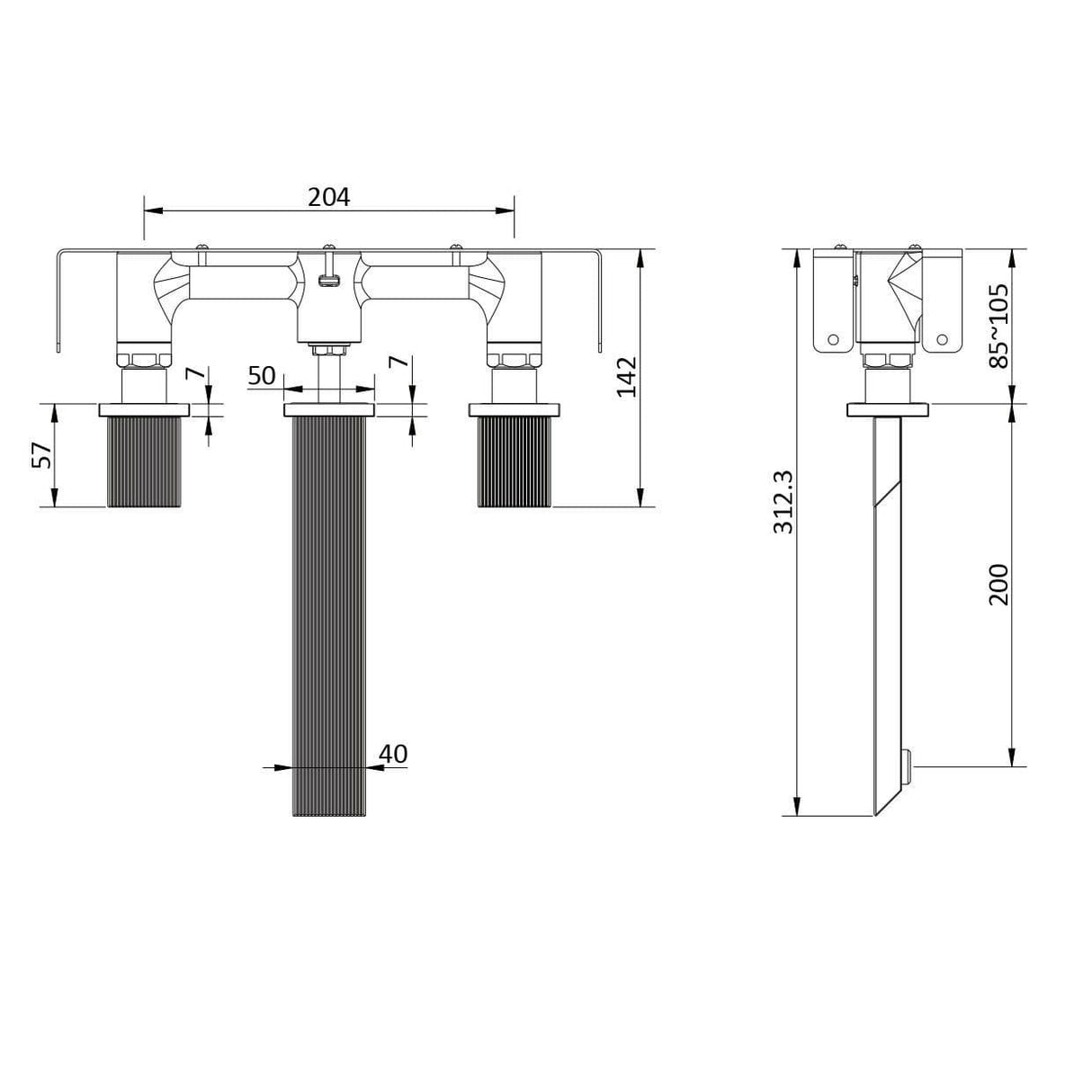 Crosswater Wall Mounted Basin Tap Crosswater Limit 3 Hole Wall Mounted Basin Mixer Tap