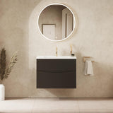 Crosswater Wall Mounted Vanity Unit 700mm / Matt Black Crosswater Glide II Wall Mounted Two Drawer Vanity Unit with Basin