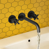 JTP Wall Mounted Basin Tap Matt Black JTP Solex 3 Hole Wall Mounted Basin Mixer Tap