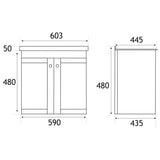Eastbrook Wall Mounted Vanity Unit Eastbrook Hardwick Traditional 600mm Wall Hung Vanity Unit with Basin