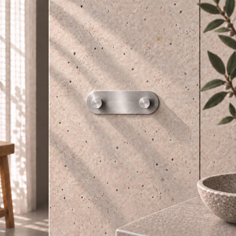 Smedbo Robe Hook Brushed Stainless Steel Smedbo Dot Self-Adhesive Double Robe Hook