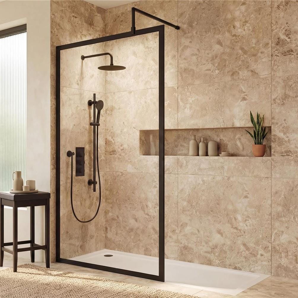 Aquarius Bathrooms Rectangle Shower Tray Aquarius Urbano Rectangular 45mm Stone Resin Shower Tray in White