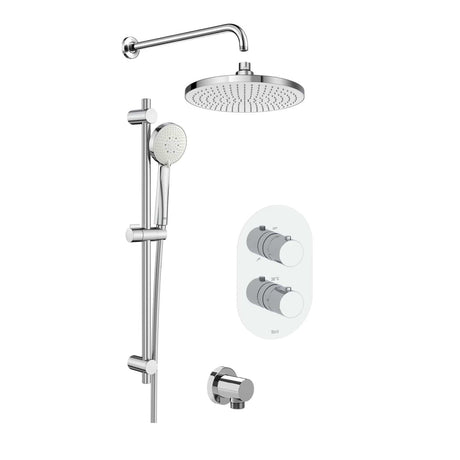 Roca Concealed Shower Set Chrome Roca Splash-T Thermostatic Concealed Shower Valve with Rainshower Head, Shower Handset and Slide Rail Set