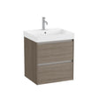 Roca Wall Mounted Vanity Unit Dark Elm Roca Ona 550mm Wall Mounted Two Drawer Vanity Unit with Basin