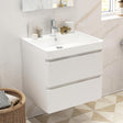 Imex Wall Mounted Vanity Unit Imex Ivo Wall Mounted 600mm Double Drawer Vanity Unit with Basin in White Gloss