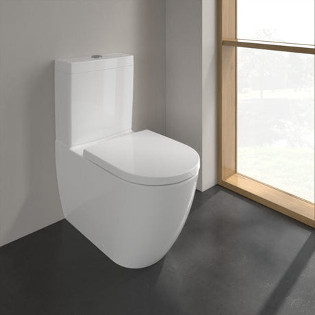Villeroy and Boch Close Coupled Toilet Villeroy & Boch Subway 3.0 Close Coupled Toilet with Twist Flush and Soft Close Seat in White Alpin