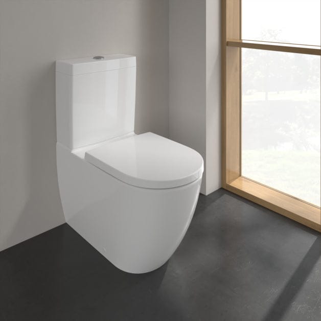 Villeroy and Boch Close Coupled Toilet Villeroy & Boch Subway 3.0 Close Coupled Toilet with Twist Flush and Soft Close Seat in White Alpin