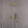 Aquarius Concealed Shower Set Brushed Brass Aquarius Modern Square Shower Bundle