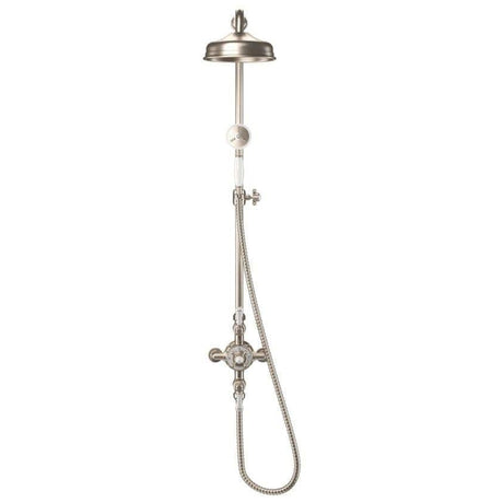 Crosswater Exposed Shower Set Brushed Nickel Crosswater Belgravia Thermostatic Shower Kit with Fixed Shower Head and Handset