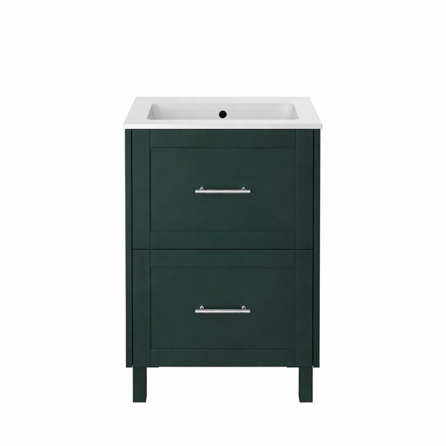 Heritage Floor Standing Vanity Unit Heritage Lynton 600mm Floor Standing 2 Drawer Vanity Unit and Basin Bundle in Classic Green