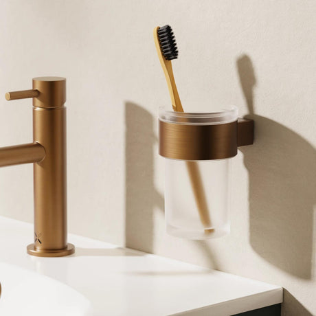 Crosswater Toothbrush Holder Brushed Bronze Crosswater Velo Tumbler and Holder
