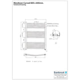 Eastbrook Wendover Curved Vertical Heated Towel Rail in Chrome