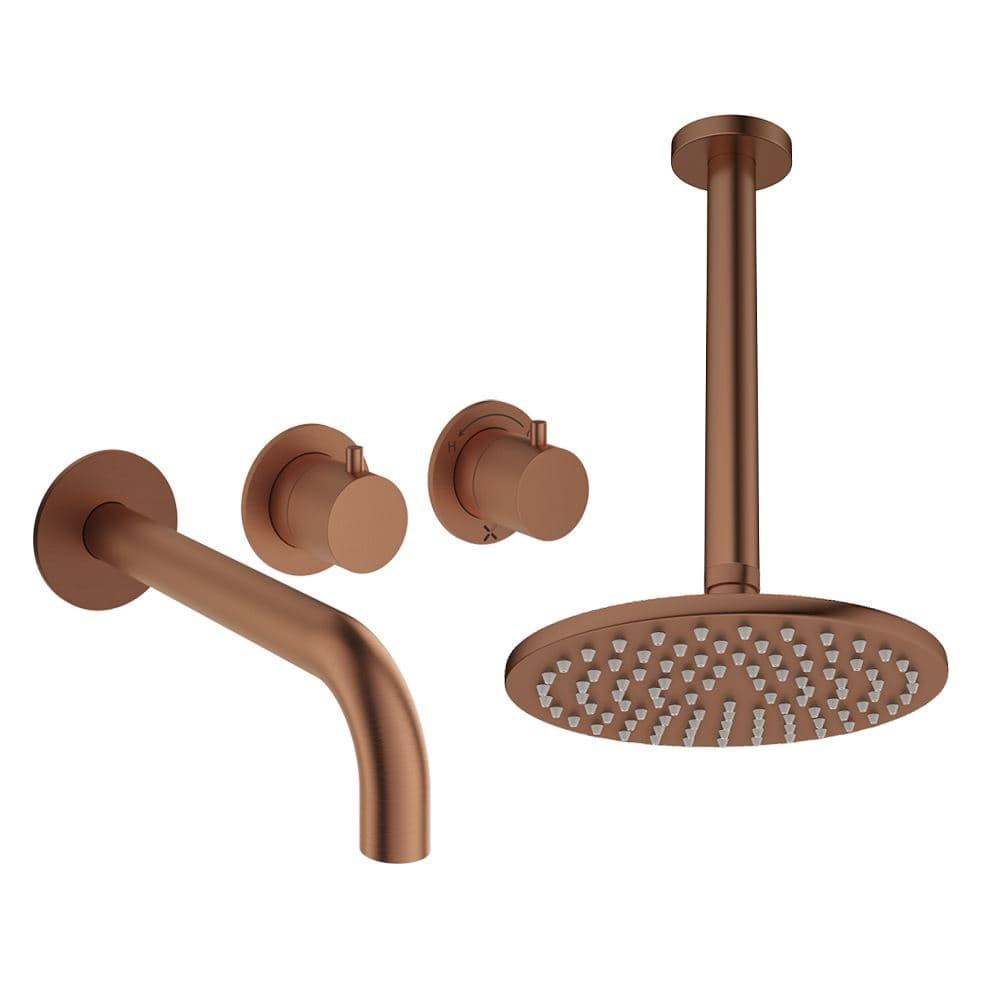 UK Bathroom Store Concealed Shower Set Crosswater Module Shower Set 3 with Fixed Overhead Shower and Bath Spout