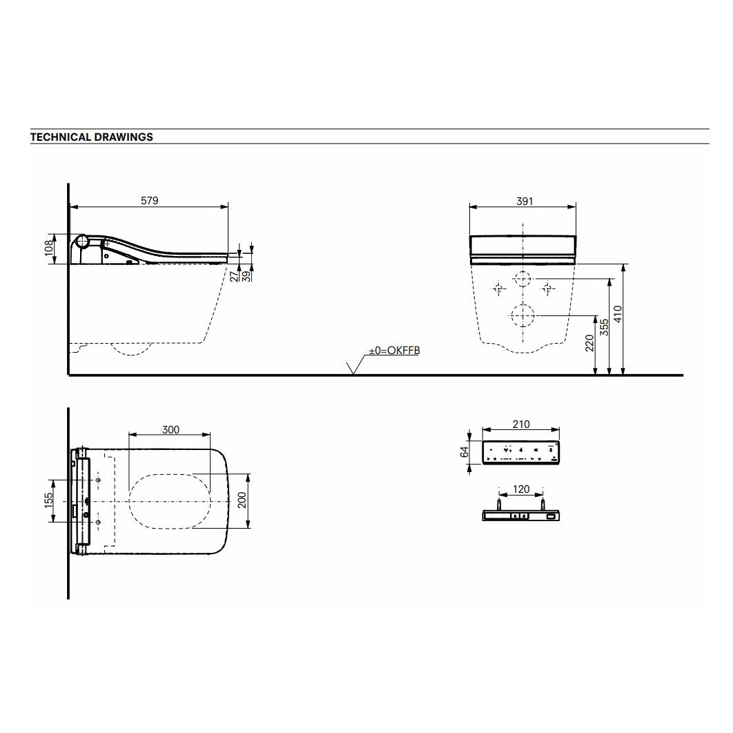 TOTO Smart Toilet TOTO SW Wall Hung Rimless Washlet® Smart Toilet