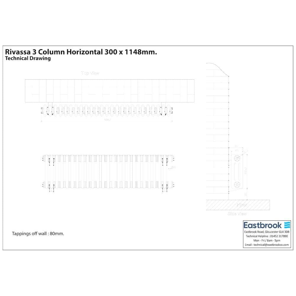 Eastbrook Rivassa Traditional 3 Column Radiator in White