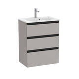 UK Bathroom Store Matt Grey Roca The Gap Compact Wall Mounted 600mm Three Drawer Vanity Unit with Basin