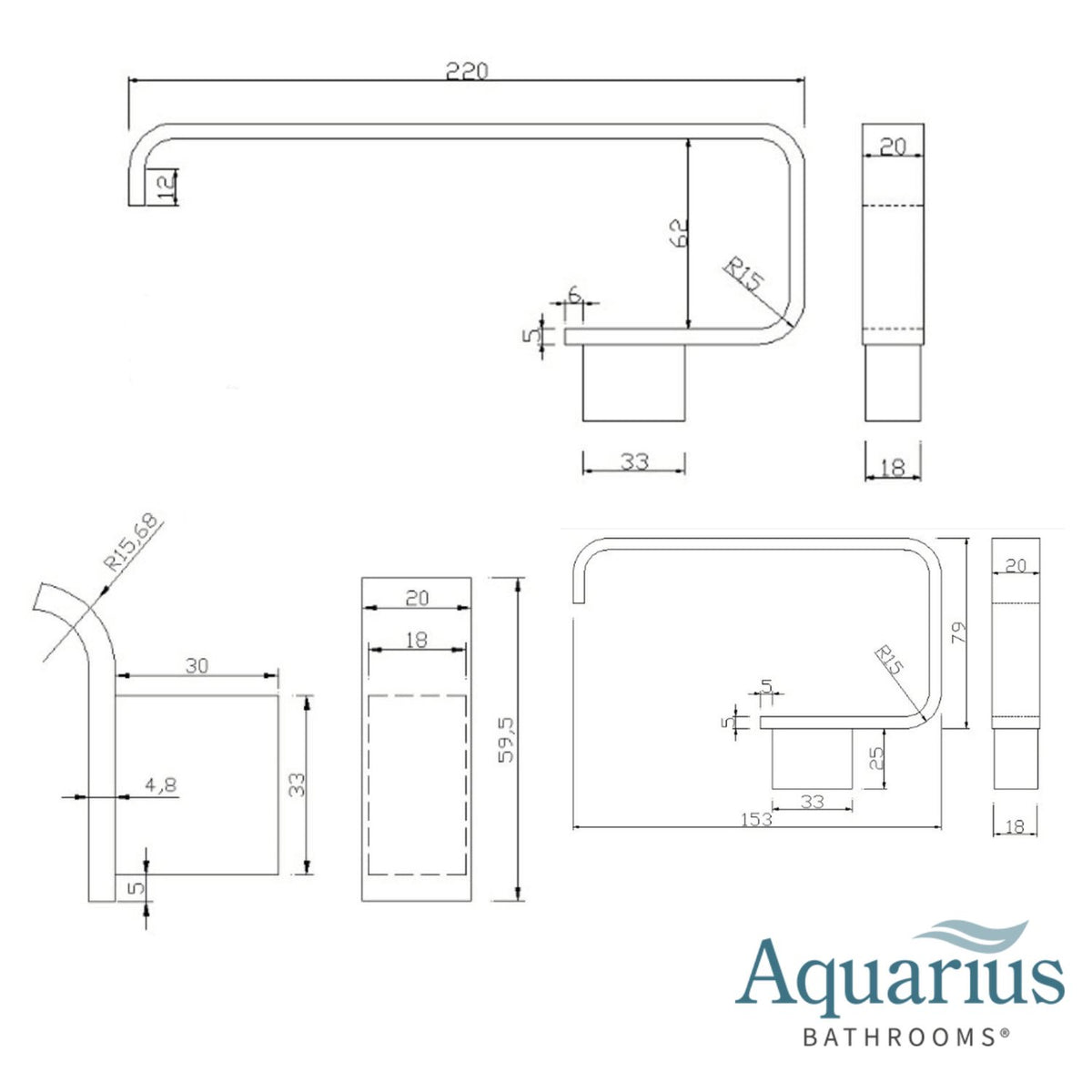 Aquarius Bathrooms Accessory Set Aquarius FT 3 Piece Bathroom Accessory Pack