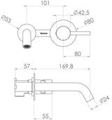 Saneux Wall Mounted Basin Tap Saneux Cos Wall Mounted 2 Hole Basin Mixer Tap in Brushed Brass