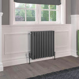 Eastbrook 600 x 605 / Electric Only Eastbrook Rivassa Traditional 4 Column Radiator in Matt Anthracite