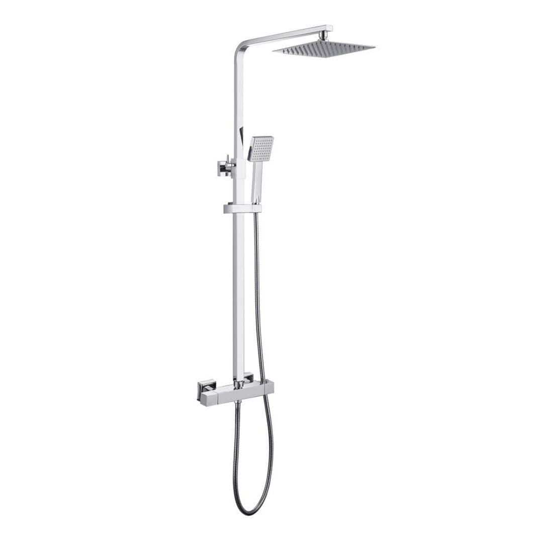 Aquarius Bathrooms Exposed Shower Set Aquarius RainLux Eco Square Adjustable Exposed Bar Shower System