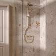 UK Bathroom Store Concealed Shower Set Brushed Brass / Wall Arm / 200mm Crosswater Module Shower Set 2 with Riser Rail Kit and Overhead Shower