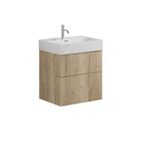 Crosswater Wall Mounted Vanity Unit Windsor Oak / 1 Hole Crosswater Avenue Vanity Unit with Basin - 600mm - Two Drawer - Wall Mounted